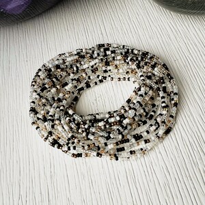 Dainty Seed Bracelet Neutral Color Beaded Jewelry Minimal Design Everyday Accessory Thin Stretch Glass Bead Layered Style Minimalist Look image 7