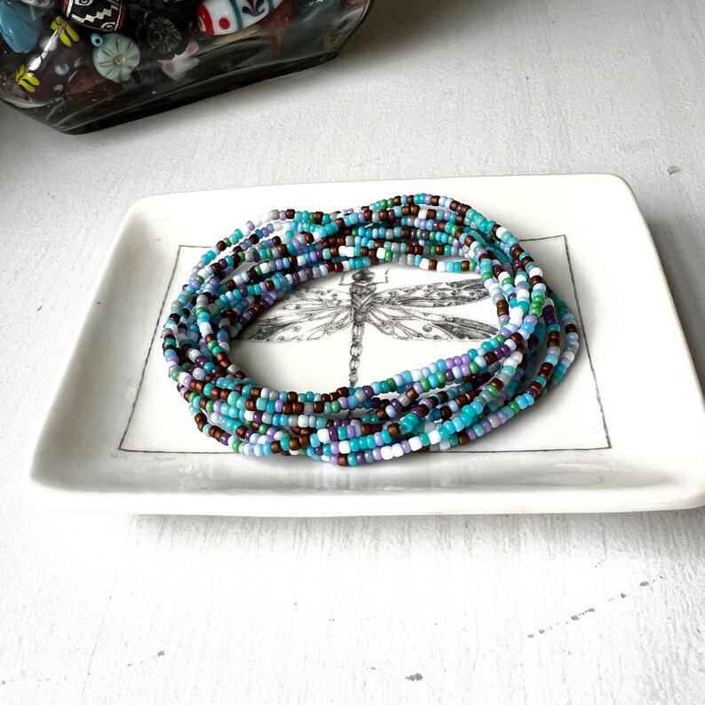 Seed Bead Bracelet Santa Fe Style Jewelry Stretch Elastic Stackable Accessory Bohemian Design Soutwest Inspired Colorful Bead Glass Handmade zdjęcie 7