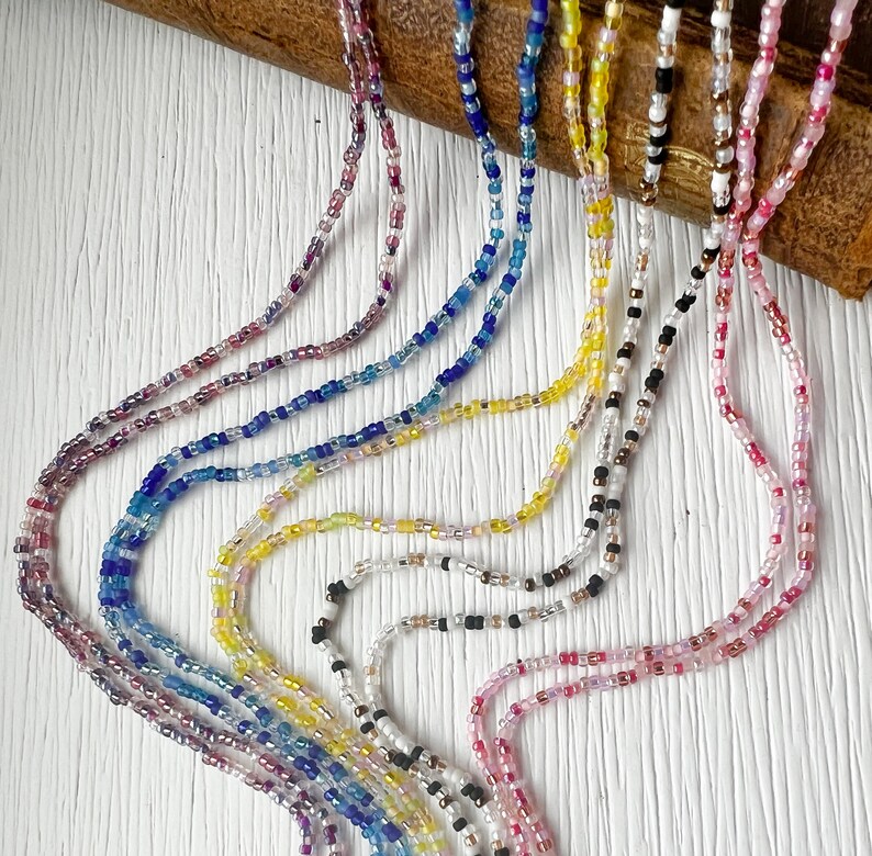 Long Seed Bead Necklace Glass Beadwork Necklace Hippie Boho Jewelry Gift Under 30