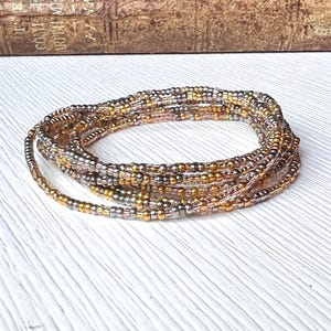 Metallic Stretch Bracelet Seed Bead Jewelry Minimalist Everyday Boho Layering Piece Elegant Wrist Dainty Stacking Accessory Thin Beaded