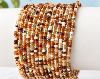 Stretch Bead Bracelet Stack Set Bridesmaid Gift Friend Women Gold Jewelry Minimalist Dainty Glass Beaded Boho Layering Stackable Handmade