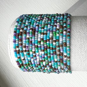 Santa Fe Style Bracelet Seed Bead Collection Stretch Elastic Design Stackable Jewelry Pieces Bohemian Accessory Set Colorful Glass Beads Handmade Wrist Band Native Inspired Pattern Southwestern Fashion Essential Layering Piece Boho Style