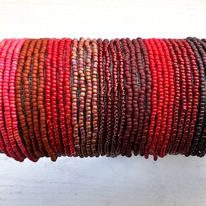 Seed Bead Stretch Bracelet Boho Minimalist Small Glass Seed Bead Bracelet Red Beaded Bracelets