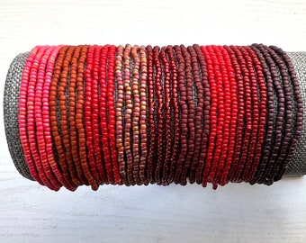 Seed Bead Stretch Bracelet Boho Minimalist Small Glass Seed Bead Bracelet Red Beaded Bracelets
