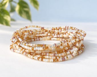 Seed Bead Bracelet Stretch Elastic Band Jewelry Bridesmaid Gift Retreat Welcome Favors Brunch Party Dinner Thank You Hosting Stackable Set