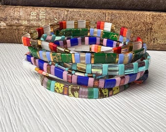 Handmade Miyuki Jewelry Beach Style Resort Chic Summer Accessory Vacation Wear Stretch Bracelet Tila Bead Boho Design Island Luxe Travel