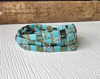 Miyuki Tila Bracelet Stacking Jewelry Stretch Band Tile Bead Japanese Glass Trendy Accessory Minimalist Design Thin Delicate Layering