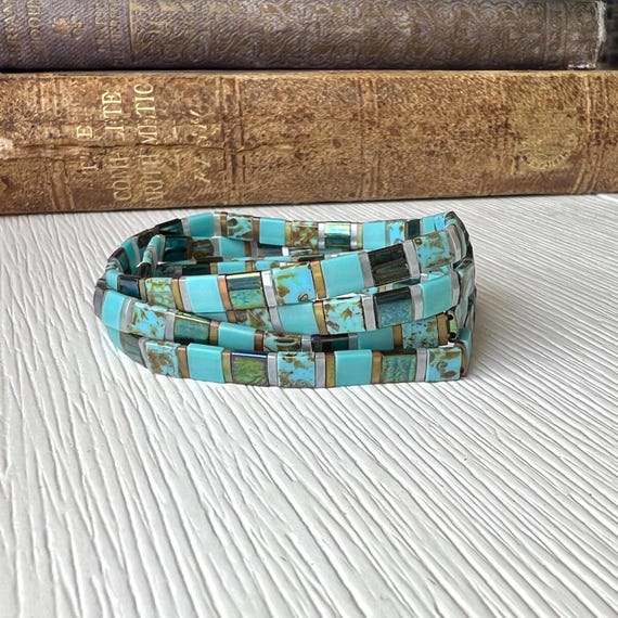 Miyuki Tila Bracelet Stacking Jewelry Stretch Band Tile Bead Japanese Glass Trendy Accessory Minimalist Design Thin Delicate Layering