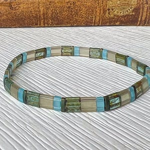 Handmade Friendship Bracelet Miyuki Tile Design Japanese Beaded Jewelry Elegant Gift Idea Stretch Wristband Comfortable Fit Premium Quality Construction Genuine Tila Beads Minimalist Style Trendy Fashion Accessory Perfect Daily Wear