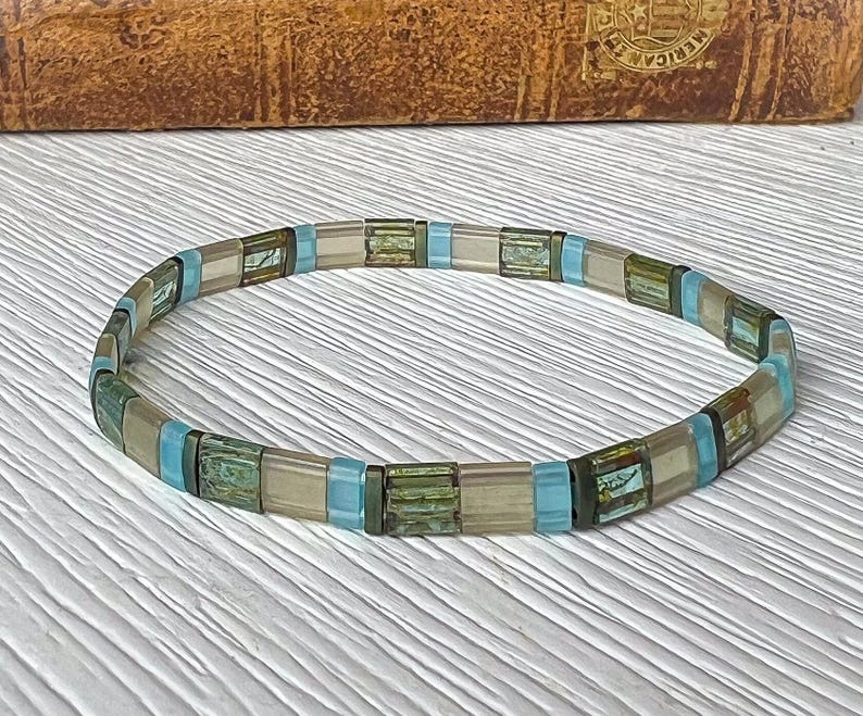 Handmade Friendship Bracelet Miyuki Tile Design Japanese Beaded Jewelry Elegant Gift Idea Stretch Wristband Comfortable Fit Premium Quality Construction Genuine Tila Beads Minimalist Style Trendy Fashion Accessory Perfect Daily Wear
