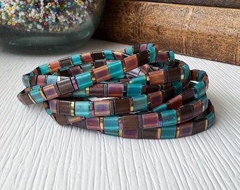Tila Bead Bracelets Modern Trendy Glass Tile Beaded Friendship bracelets