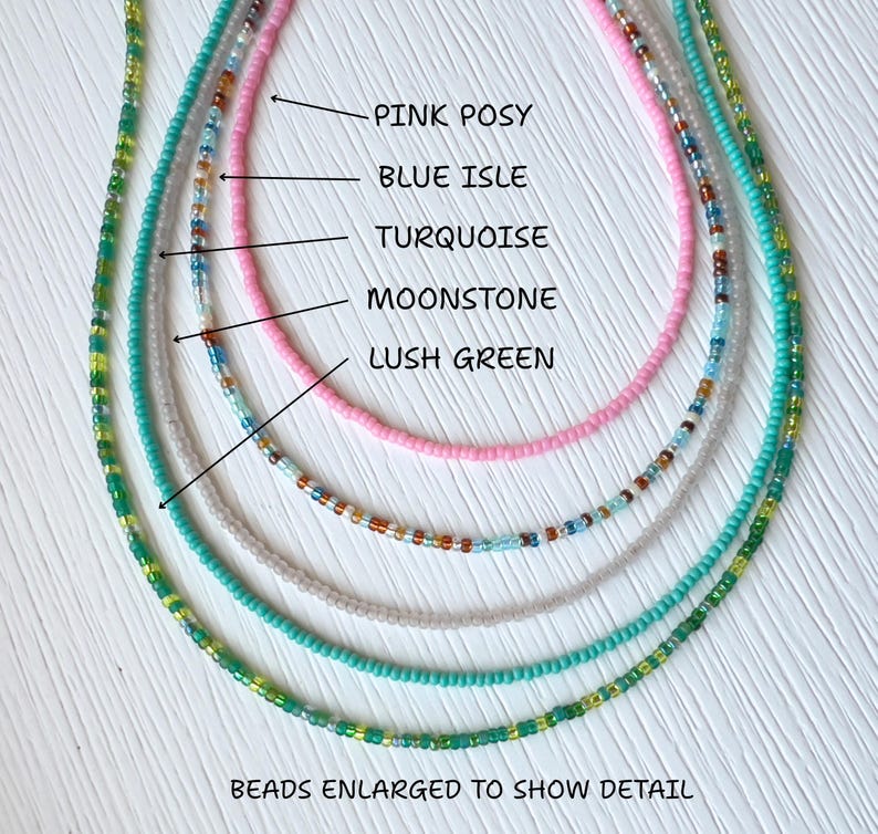 Colorful Seed Bead Design Glass Beaded Necklace Layering Piece Dainty Choker Thin Chain Minimalist Style Everyday Wear Essential Woman Gift Teen Birthday Boho Accessory Simple Elegant Construction Delicate Details Premium Quality Beautiful
