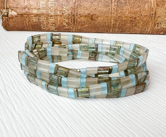 Miyuki Tile Bracelet Stretch Design Elegant Accessory Handmade Bead Jewelry Friendship Gift Trendy Stacking Flat Wristband Minimalist Style