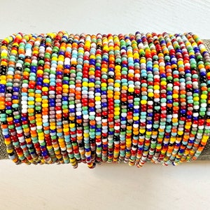 Colorful Seed Bead Stretch Bracelet Beaded Friendship Bracelet Confetti Bracelet Set