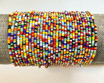 Colorful Seed Bead Stretch Bracelet Beaded Friendship Bracelet Confetti Bracelet Set