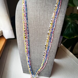 Long Seed Bead Necklace Glass Beadwork Necklace Hippie Boho Jewelry Gift Under 30
