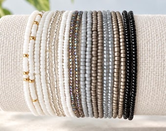 Stackable Boho Bracelet Versatile Arm Stack Minimalist Glass Bangle Neutral Jewelry Men Gift Everyday Accessory Dainty Beaded Handmade