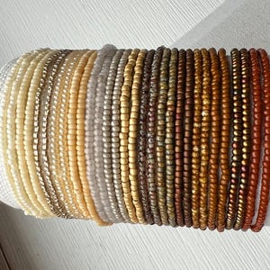 Single Strand Seed Bead Stretch Bracelet- Beaded Stacking Bracelet- Neutral Collection