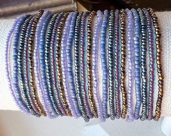 Seed Bead Bracelet Elastic Band Beaded Jewelry Handmade Gift Boho Style Bohemian Accessory Summer Fashion Colorful Design Glass Stretch