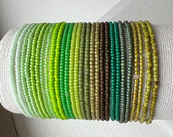 Single Strand Seed Bead Stretch Bracelet Beaded Stacking Bracelet Blue  Collection