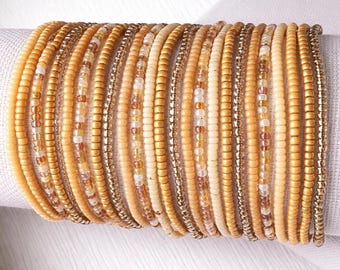 Minimalist Seed Bead Stretch Bracelets Set for Boho Stacking