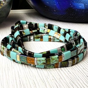 Tile Bead Stretch Bracelet