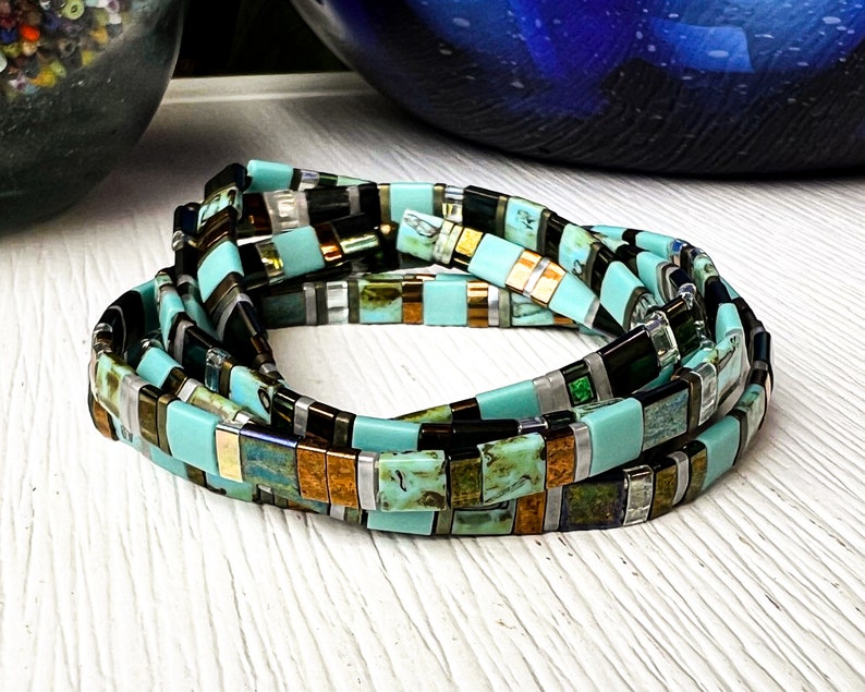 Tile Bead Stretch Bracelet