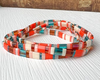 Miyuki Tila Stack Bracelet Tile Bead Stacking Bracelets Colorful Boho Stack Bracelets