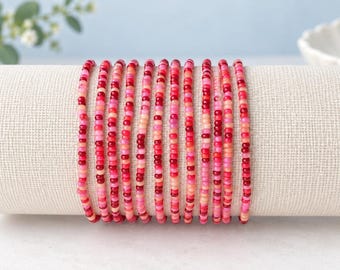 Seed Bead Bracelet Stack Layering Friendship Adult Women Gift Appreciation Handcrafted Boho Jewelry Adjustable Fit Single Strand Stackable