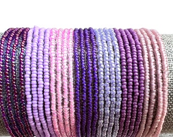 Seed Bead Stretch Bracelet Stretch Stacking Bracelets Purple Beaded Stackable Friendship Bracelets