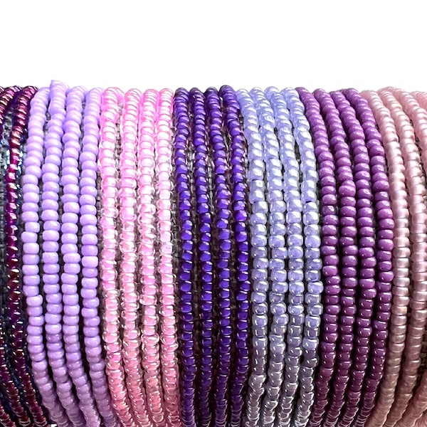 Seed Bead Stretch Bracelet Stretch Stacking Bracelets Purple Beaded Stackable Friendship Bracelets