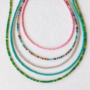 Seed Bead Necklace Glass Beaded Jewelry Layering Piece Dainty Choker Thin Chain Minimalist Style Everyday Wear Essential Colorful Design Options Woman Gift Teen Birthday Present Boho Accessory Simple Elegant Construction Premium Quality
