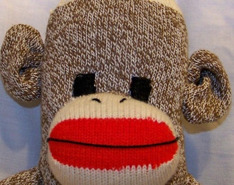 Bead Free Baby Safer  Red Heel Sock Monkey Stuffed Animal