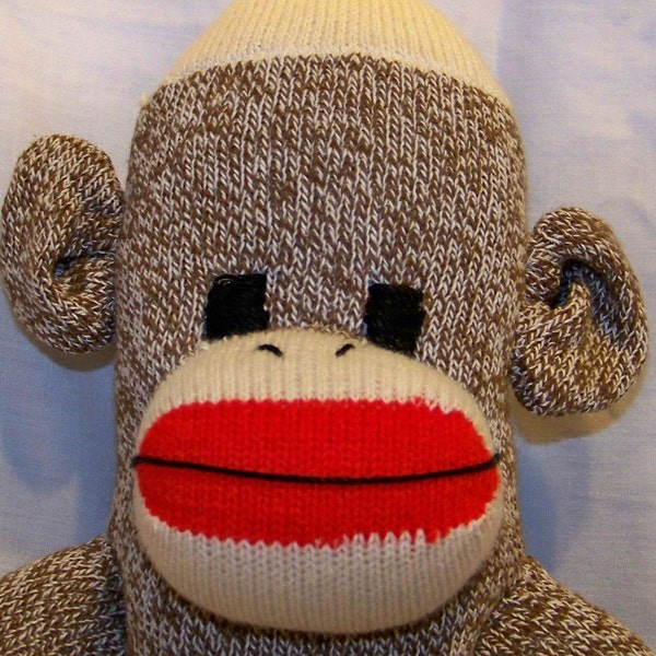Bead Free Baby Safer  Red Heel Sock Monkey Stuffed Animal