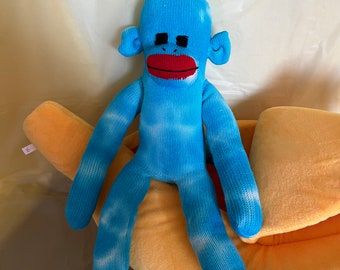 Tie Dye Blue Red Heel Sock Monkey