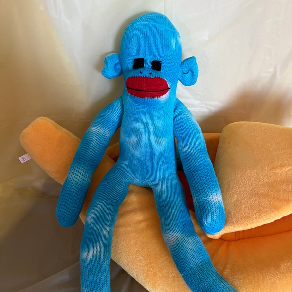 Tie Dye Blue Red Heel Sock Monkey