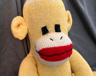 Yellow Red Heel Sock Monkey handmade