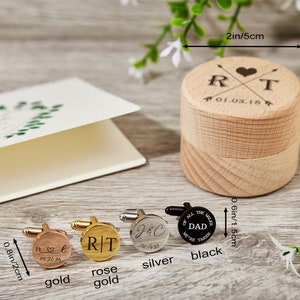 Manschettenknöpfe mit Holzbox, Manschettenknöpfe & Geschenkbox, personalisierte Manschettenknopfbox, benutzerdefinierter Manschettenknopf für Trauzeugen, Hochzeitsgeschenk, Trauzeugtengeschenk Bild 10