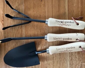 3 Pc. Personalized Gardening Tools, Customized Garden Set, Engraved Gardening Set, Stainless Steel Garden Tool Set