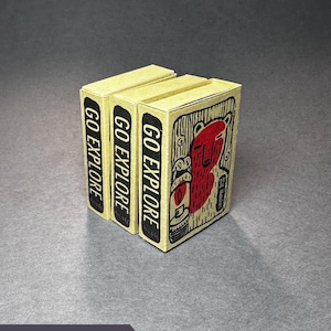 Limited Edition Letterpress Matchbooks – 3-Pack Campfire Matches – Go Explore Adventure Set – Outdoor Gift for Campers
