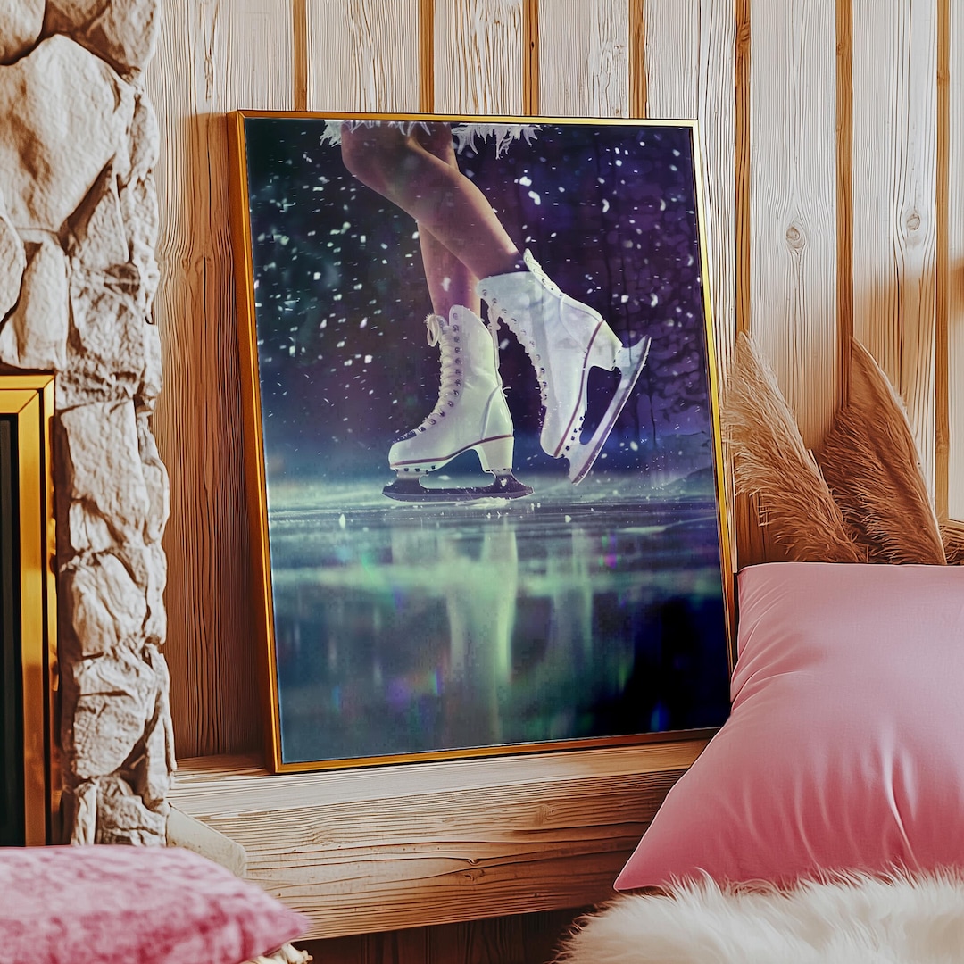 Girl Ice Skating Photo Art Print, Retro Figure Skates Wall Poster ...