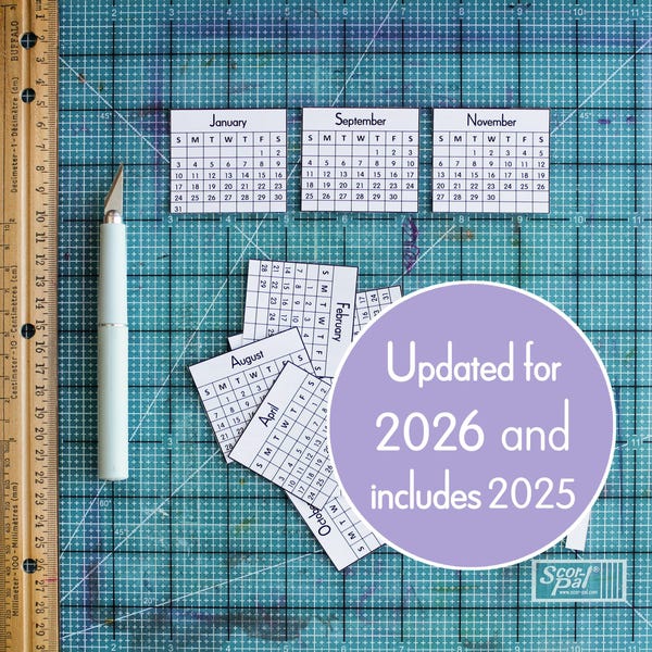 2026 Mini Calendars for Crafts & Planners, 2026 Mini Monthly Calendar, Digital Download Printable Calendar, Instant Download Calendar PDF