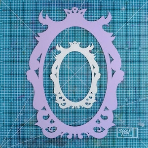 Ornate frame oval cutting file template for scrapbooking, stencils SVG PDF Pazzles Cricut digital download cuttable file baroque Gothic