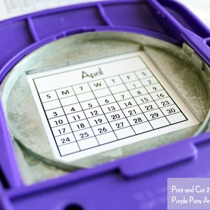 2025 printable mini calendar PDF for journaling or crafts is easy to cut out with a square punch