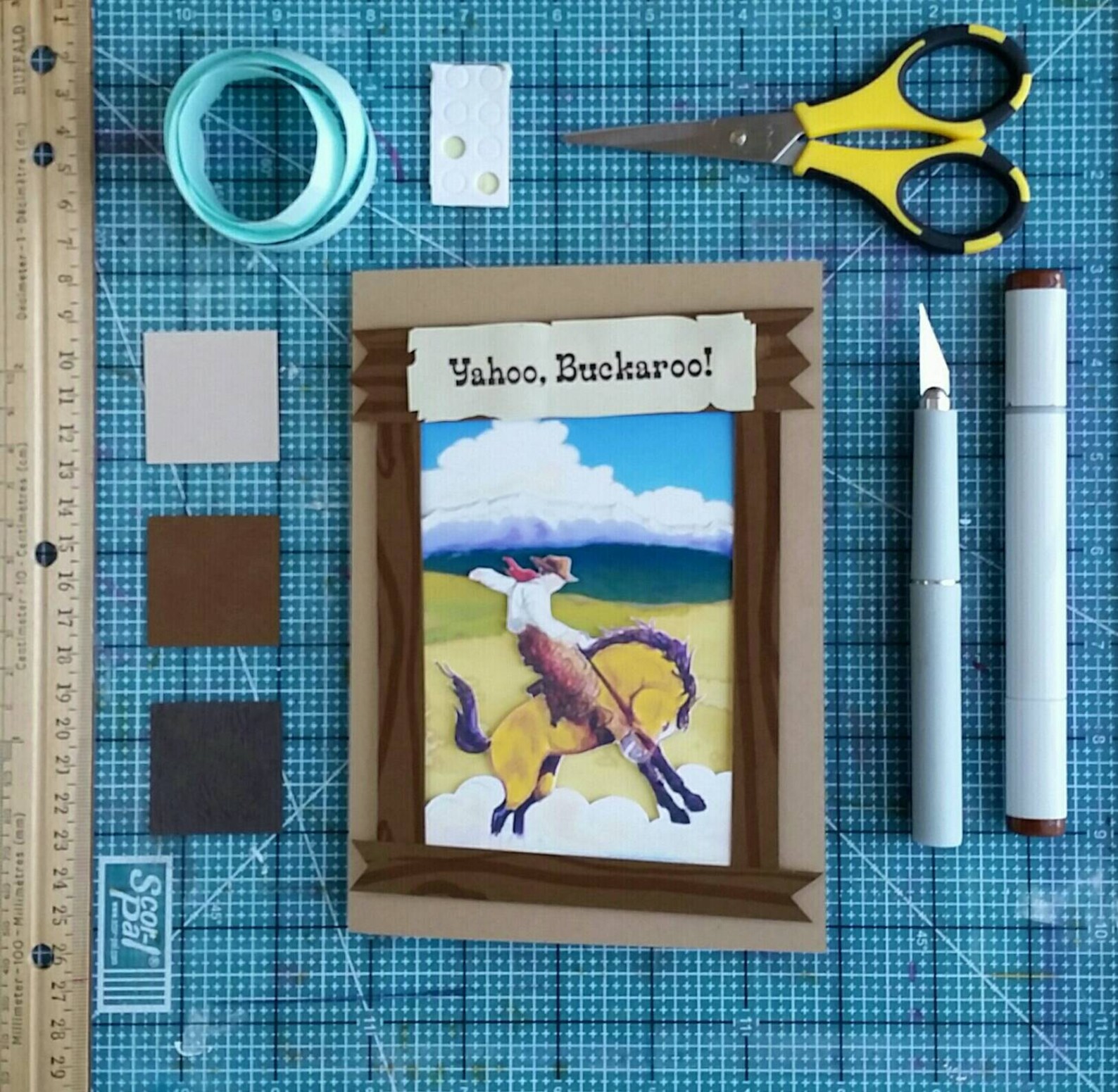 Printable Cowboy Bucking Horse Birthday Card, Any Occasion Greeting ...