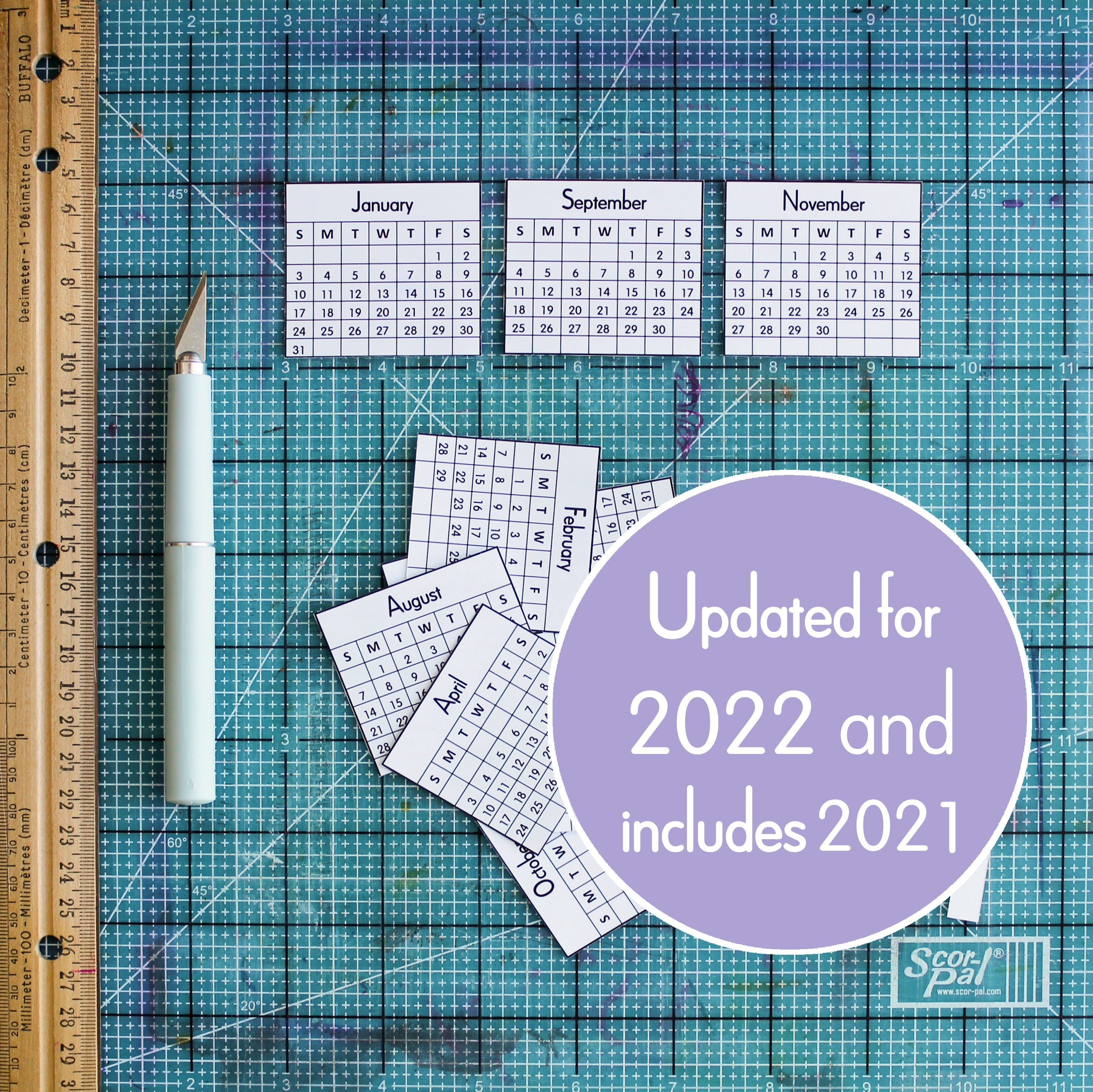 2022 Mini Calendars For Crafts & Planners 2022 Mini Monthly | Etsy