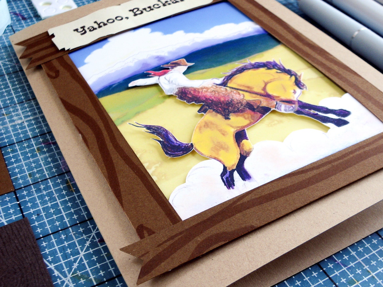 Printable Cowboy Bucking Horse Birthday Card, Any Occasion Greeting ...
