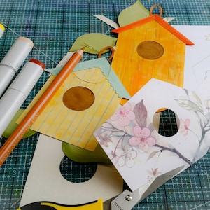 Birdhouse SVG Graveerbare bestand, scrapbooking of cardmaking, vogel huis snijden bestand sjabloon, digitale sterven knippen, Pazzles, Cricut, silhouet PDF