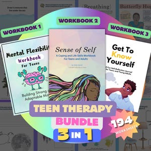 Teen Mental Health Workbook Bundle Mental Flexibility Coping Skills & Self-Discovery Activities for Counseling Therapy Groups