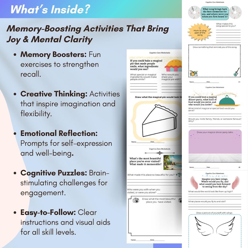 Senior Cognitive Worksheets – Brain Games, Memory Care (digital ...